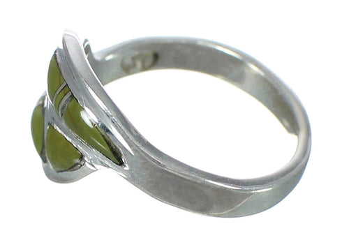 Southwestern Silver Turquoise Inlay Ring Size 7-1/4 WX63075